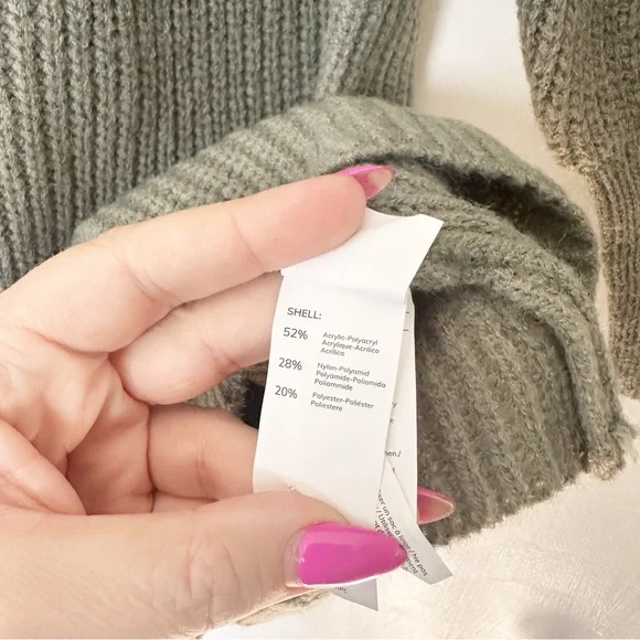 Cupshe Honeycomb Textured Knit Sweater Mini Dress Sage Green L NWT - Picture 7 of 9